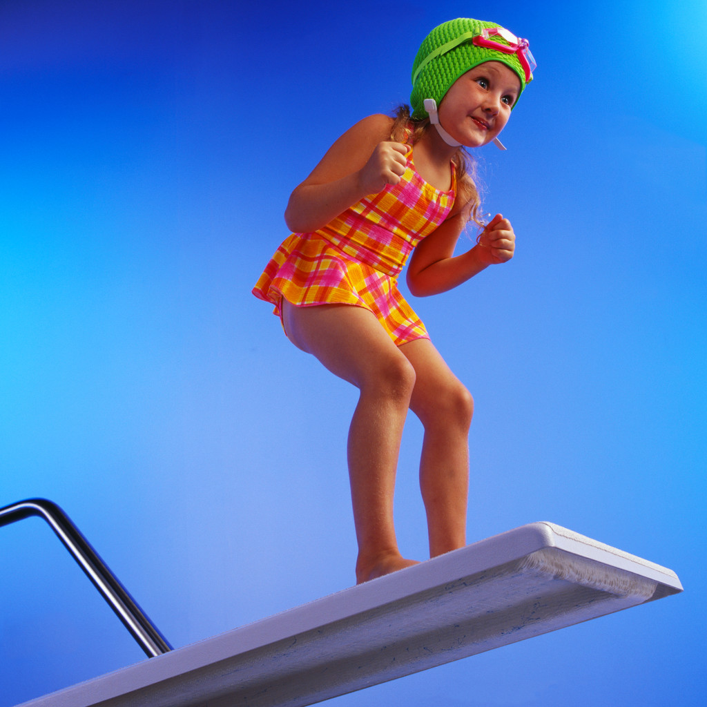 Girl Preparing to Pool Dive